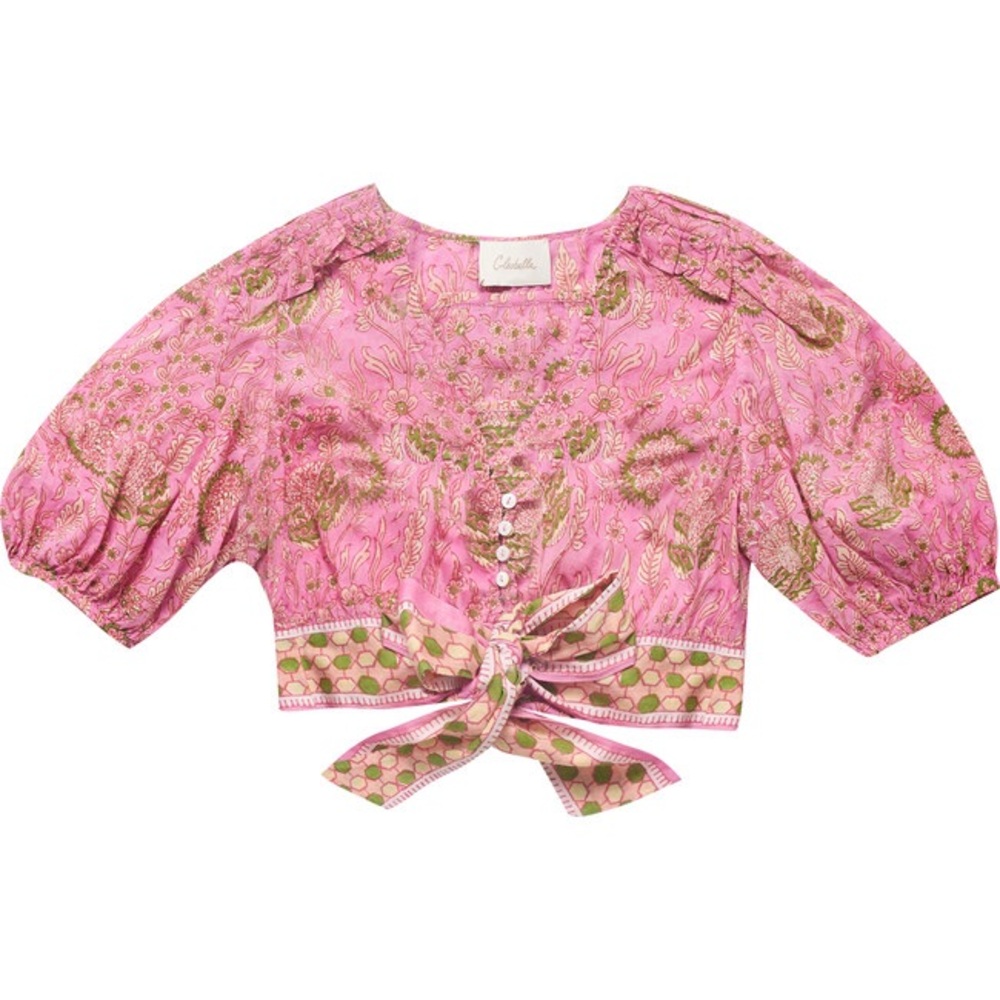 Cleobella Pink and Brown Crop Top